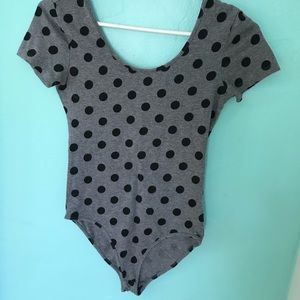 Gray polkadot bodysuit